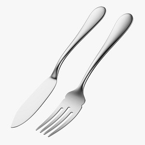Fish Knife and Fork Generic Cutlery 3D model