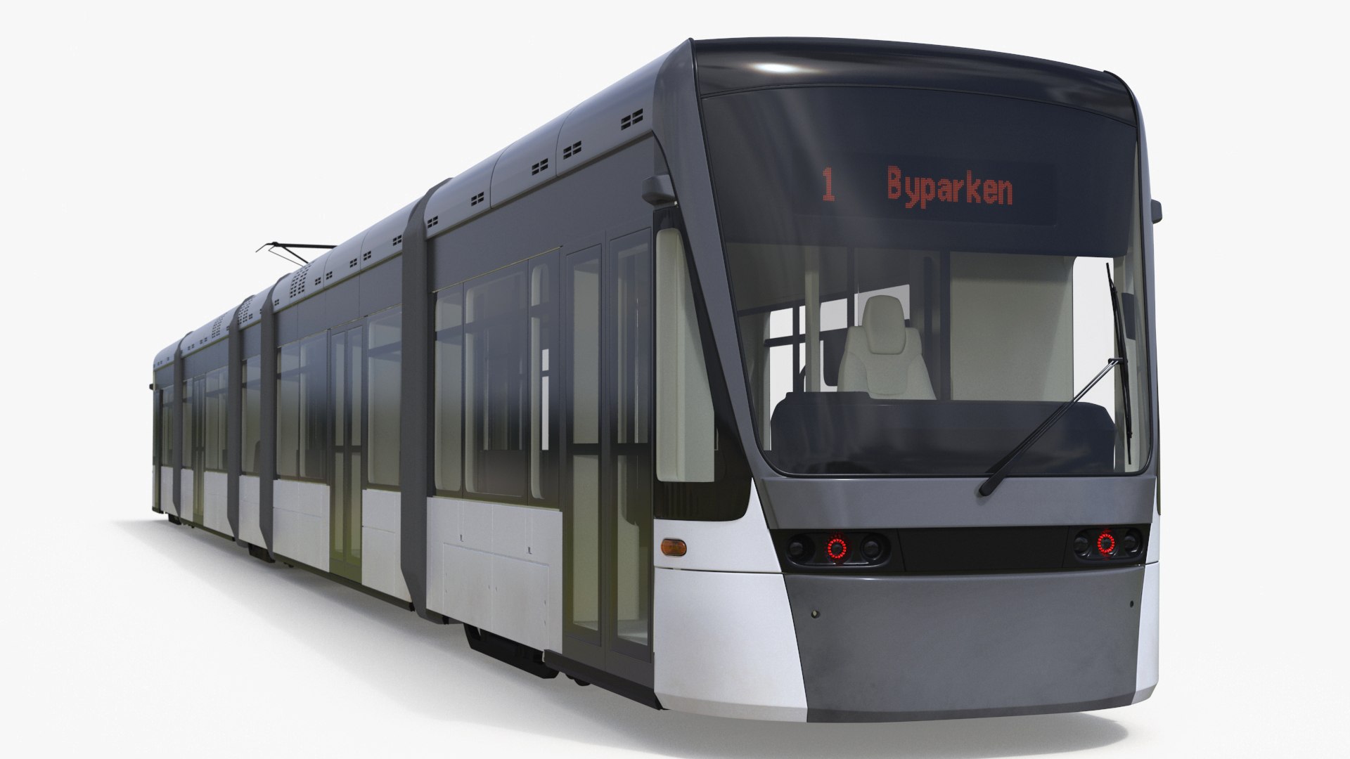 Urban Tram Gray 3D model preview