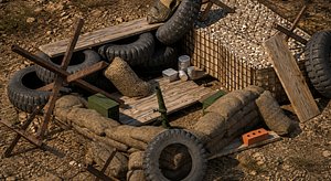 Mid-Poly Modular Military Trench and Barricade Environment Kit model
