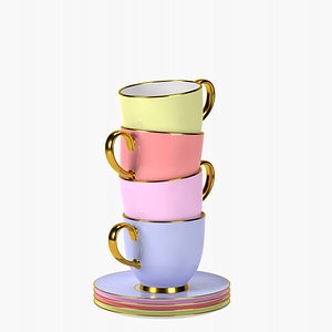 Set of colored cups