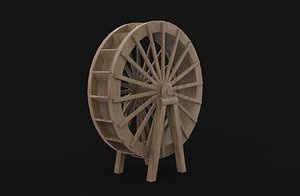 wooden water wheels 02 3D model