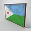 Marco de fotos antiguo con bandera de Yibuti - Game Ready PBR Low-poly modelo 3d