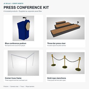 Press Conference Kit - Podium, Camera Riser, Truss and Rope Barriers