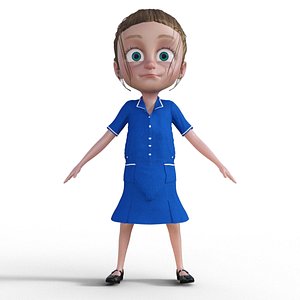 3D model 3D Cartoon Girl in Uniform