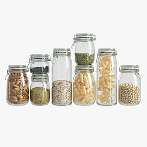 glass jar set 3D