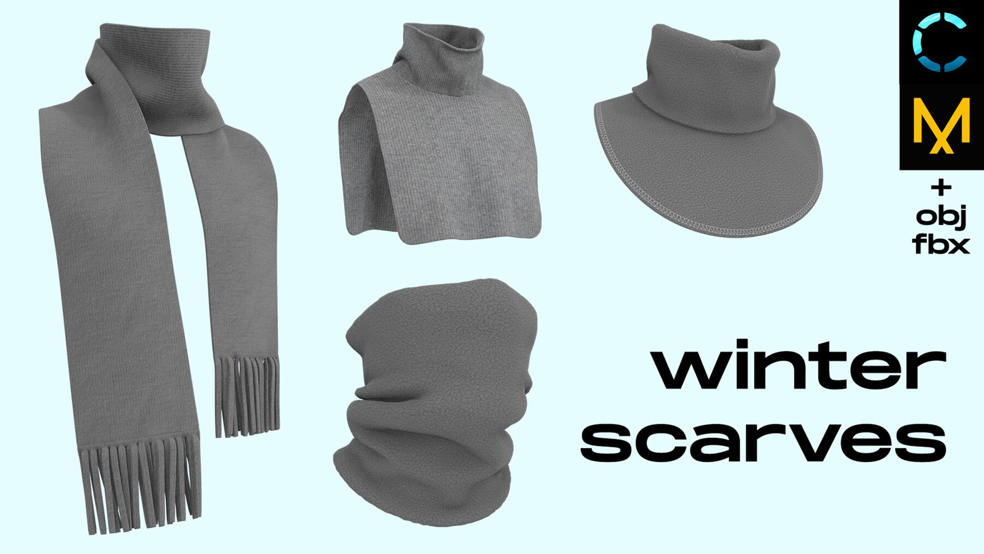 3D Winter scarves pack MD CLO 3D zprj projects obj fbx model https://p.turbosquid.com/ts-thumb/vk/L5gc8p/xP/file/jpg/1631927293/1920x1080/fit_q87/a7910d765eed88ecaede6ebe644e521139db2116/file.jpg