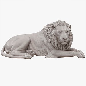 3D Lying Lion Statue model