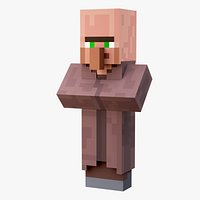 Minecraft Villager Rigged 3D Model Game Ready 4K PBR