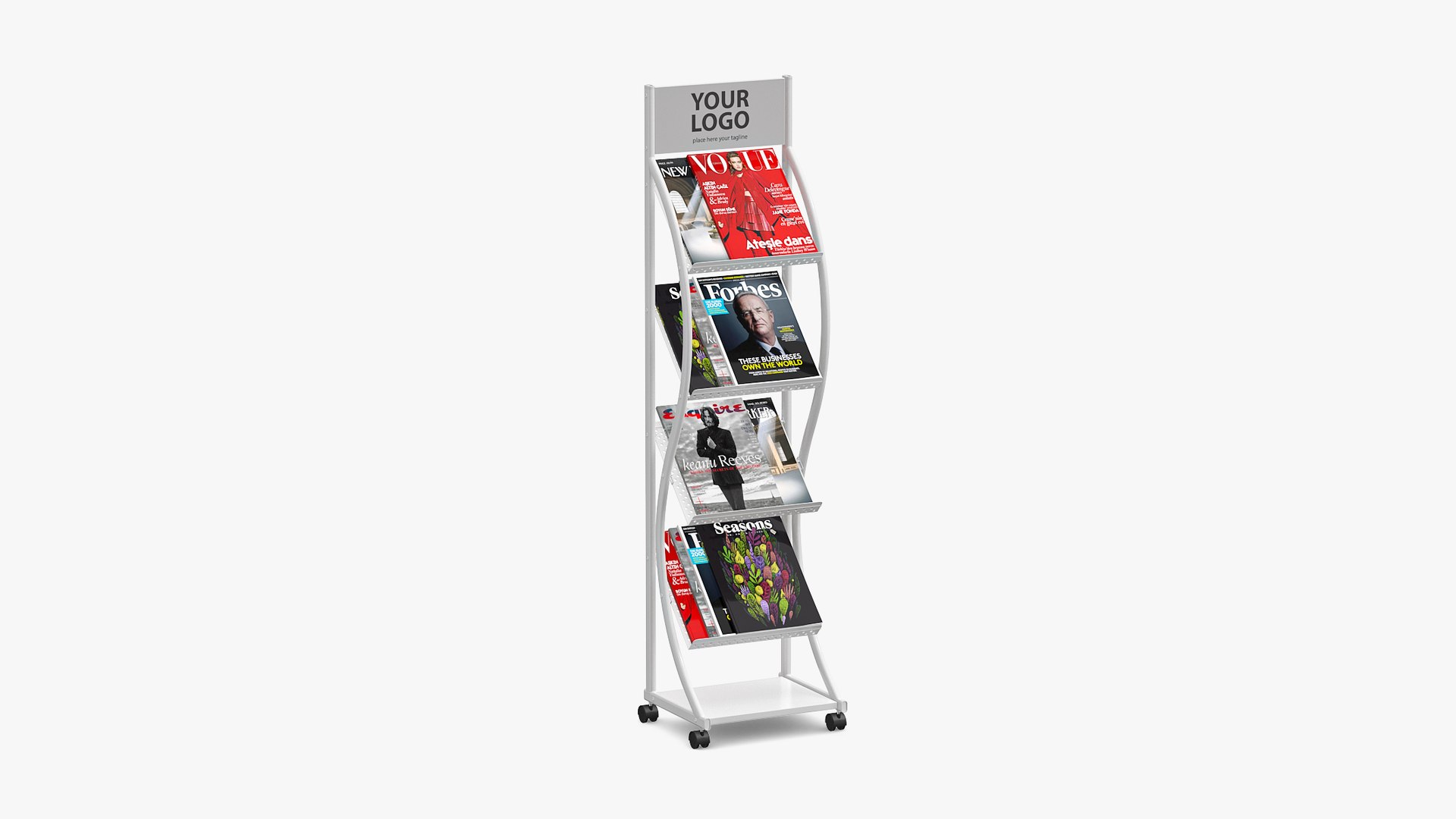 White Magazine Display Mockup with Magazines 3D model preview