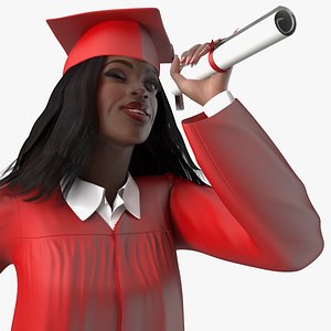 dark skin graduation gown 3D