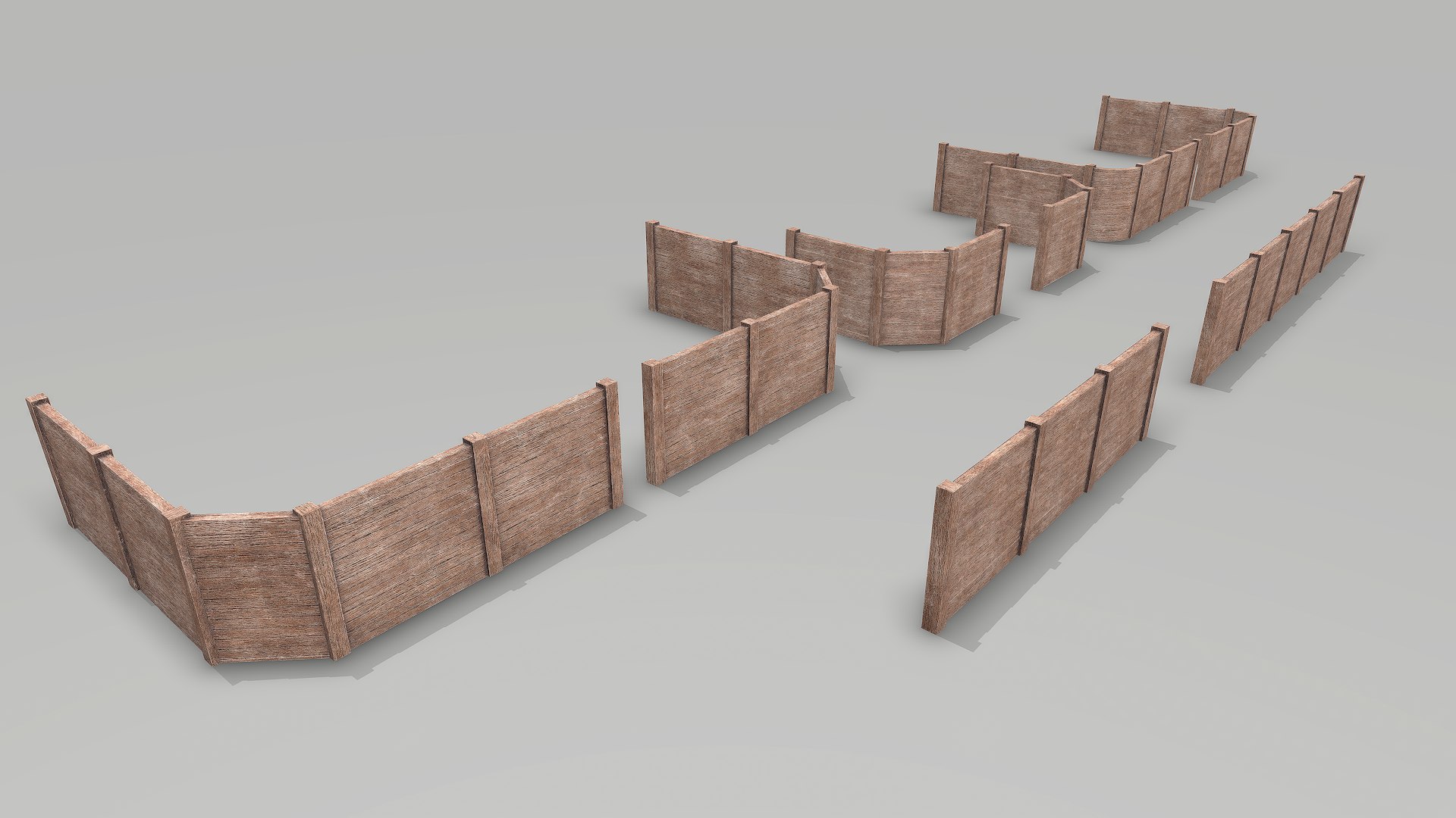 modelo 3d Modular Damaged Wooden Walls - TurboSquid 1942684