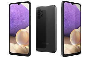 3D Samsung Galaxy A32 Awesome Black Low Poly