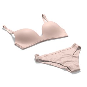 3D Womens Classic Lingerie Beige Set - pink bikini slip panty with bras