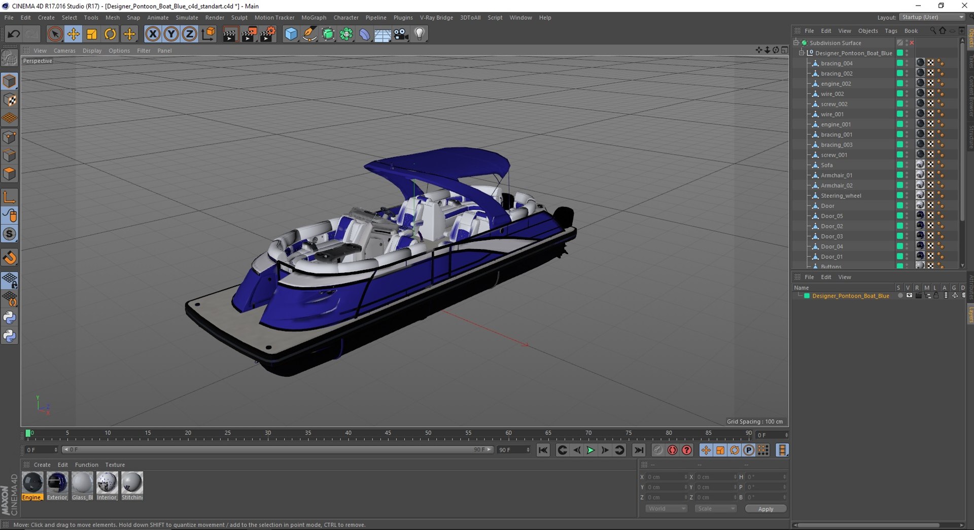 Designer Pontoon Boat Blue 3D Model - TurboSquid 2270161