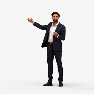 3D 00399Simon020 - Adult Middle Eastern man presenting in office wearing autumn or spring business atti model