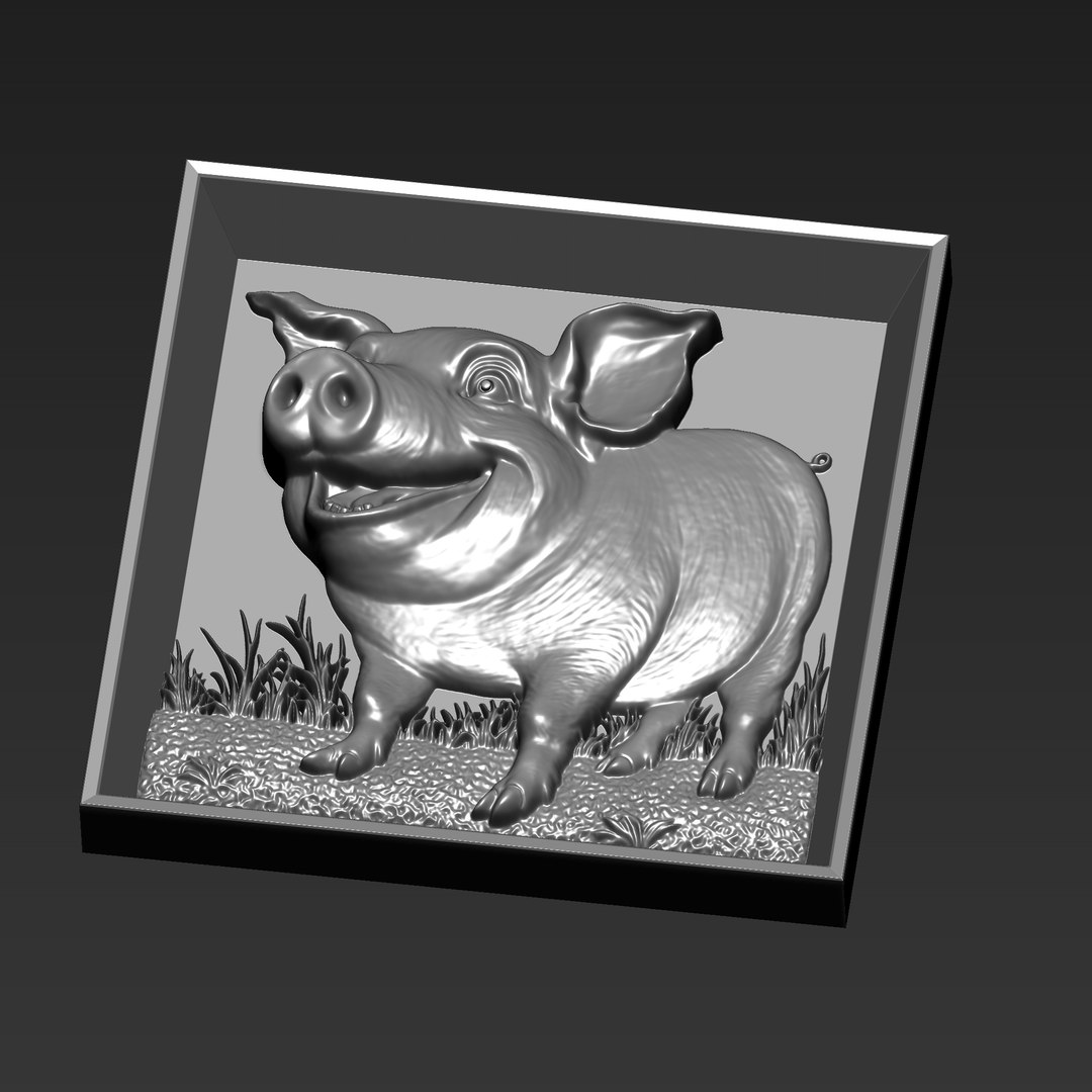 Pig Bas-relief Model - TurboSquid 2435582