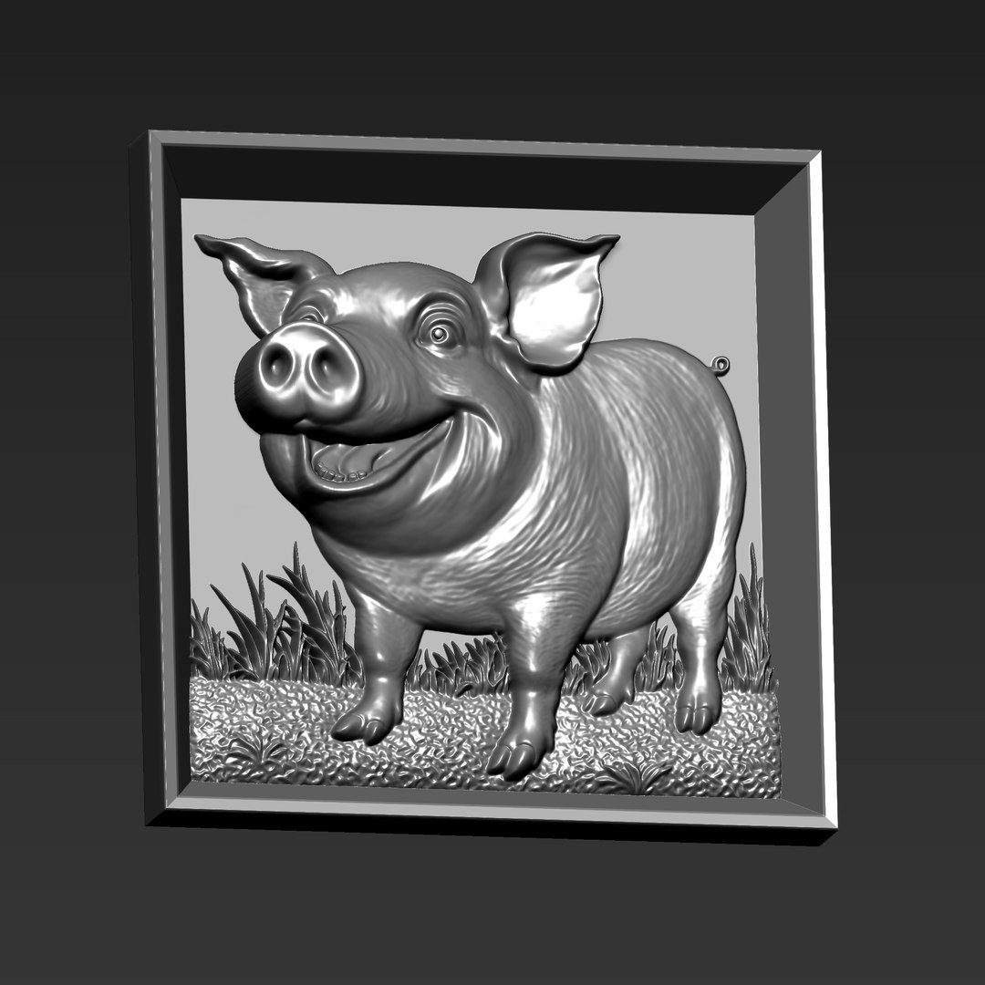 Pig Bas-relief Model - TurboSquid 2435582