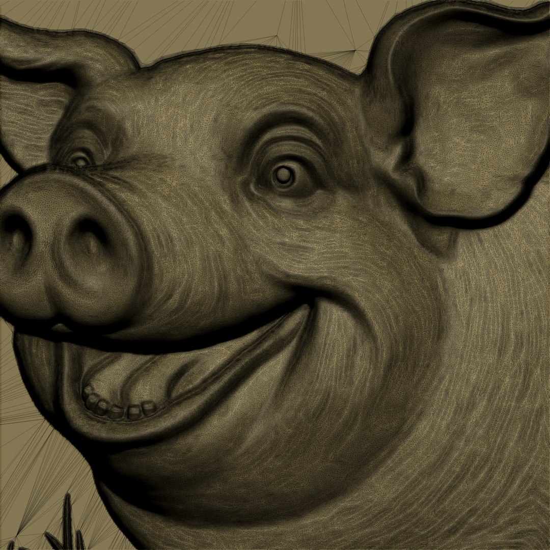 Pig Bas-relief Model - TurboSquid 2435582