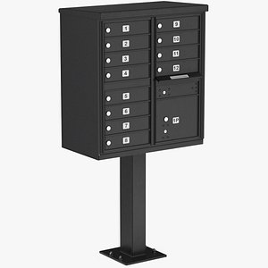 3D Black Twelve Door Parcel Cluster Mailbox