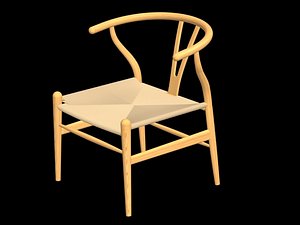 wishbone chair hans wegner 3d model