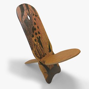 carved wooden chair 3D