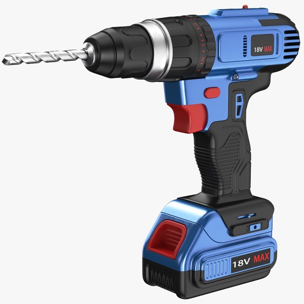 Detailed Cordless Drill Blue 3D model