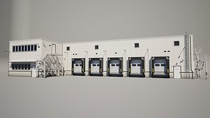 Industrial Warehouse Building with Loading Dock 3D model