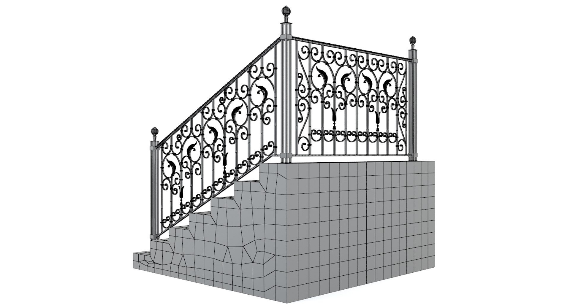 3dsmax Highpoly Forged Railing
