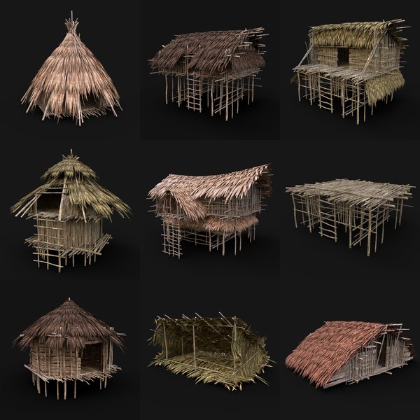 modelo 3d PAQUETE DE CASAS DE CASAS TRIBALES DE CONSTRUCTOR JUNGLE AAA  NEXTGEN - TurboSquid 1599091