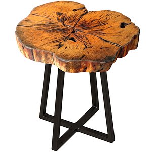 Wooden coffee side table made of Slab wood in Rustic Eco Loft 3D model