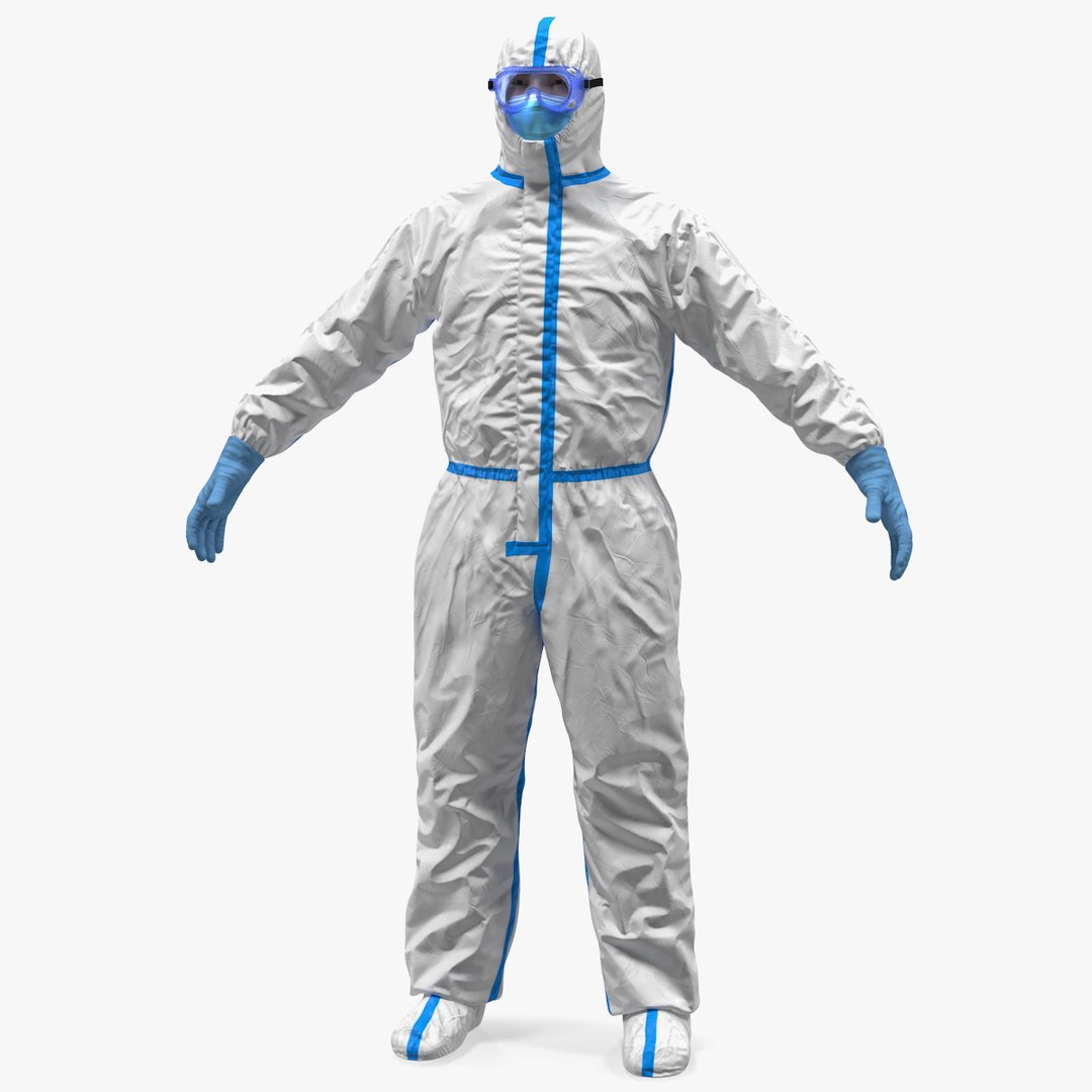 Man in Disposable Medical Protective Suit 3D model preview