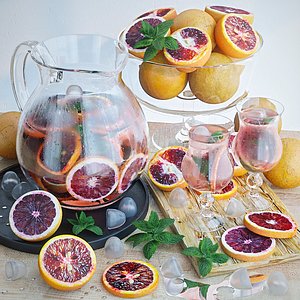 Grapefruits lemonade and fruit