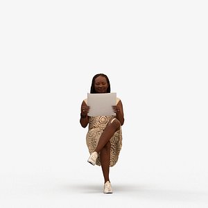 3D 00314Theresial015 - Adult Black woman reading at home in casual summer attire model