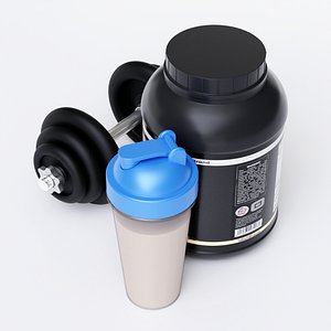 3D Supplement Packaging with Dumbell and Shaker