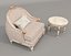 Mesa de centro y sillón de estilo europeo clásico 30