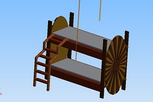 wood bed 3D model