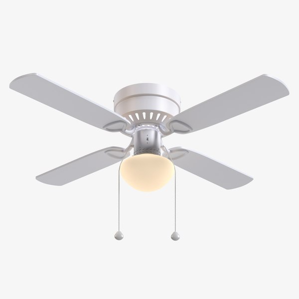 3D model Harbor Breeze White LED Indoor Flush Mount Ceiling Fan PBR