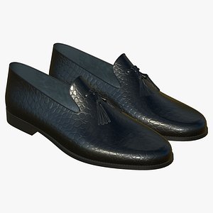 Realistic Leather Shoes Crocodile Black