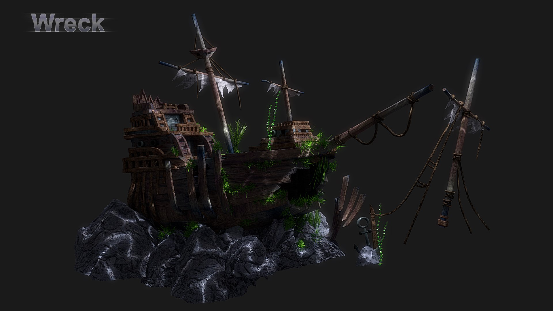 3D Cartoon Underwater Ship Scene - TurboSquid 1214155
