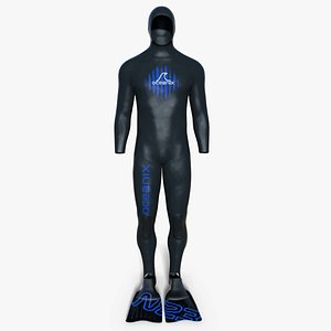 3d diving suit wetsuit flippers model