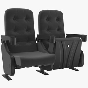 3D Detailed Theater Cinema Chair Black model