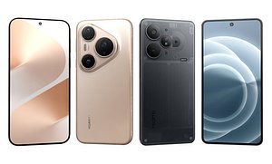 3D Huawei Pura 80 Pro Gold And Realme Neo7 Turbo Black