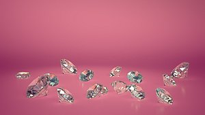 Diamonds Animated In Pink Studio 3D model