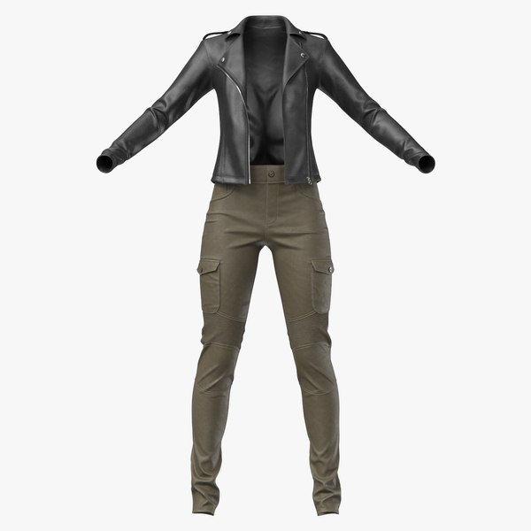 Leather Jacket and Pants Female 1v PBR 3D model - TurboSquid 1858374