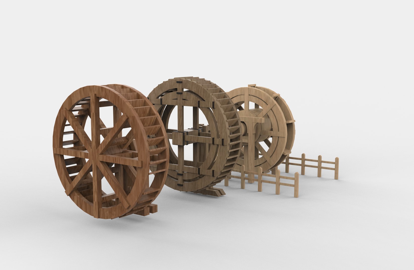 3D wooden water wheels set 3D model https://p.turbosquid.com/ts-thumb/vn/kgu89Q/RC/woodenwaterwheelssetanimation.5330/jpg/1765588722/1920x1080/fit_q87/f0c75822603609f58b33d12c306fcf858a5ee3db/woodenwaterwheelssetanimation.5330.jpg