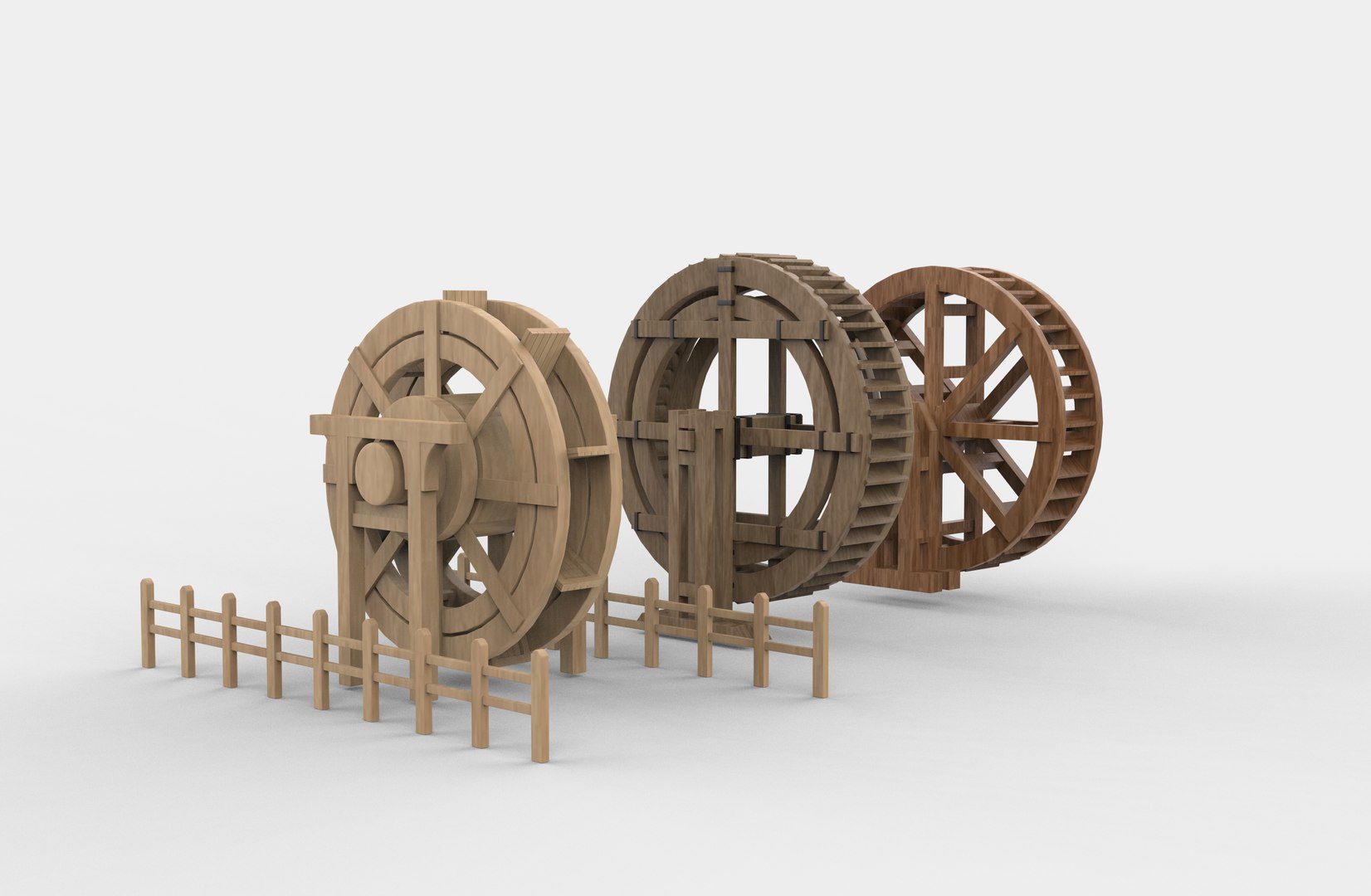 3D wooden water wheels set 3D model https://p.turbosquid.com/ts-thumb/vn/kgu89Q/ki/woodenwaterwheelssetanimation.5326/jpg/1765588713/1920x1080/fit_q87/15f73c29ff5bf923649a7fe11b6c59d549fd8da1/woodenwaterwheelssetanimation.5326.jpg