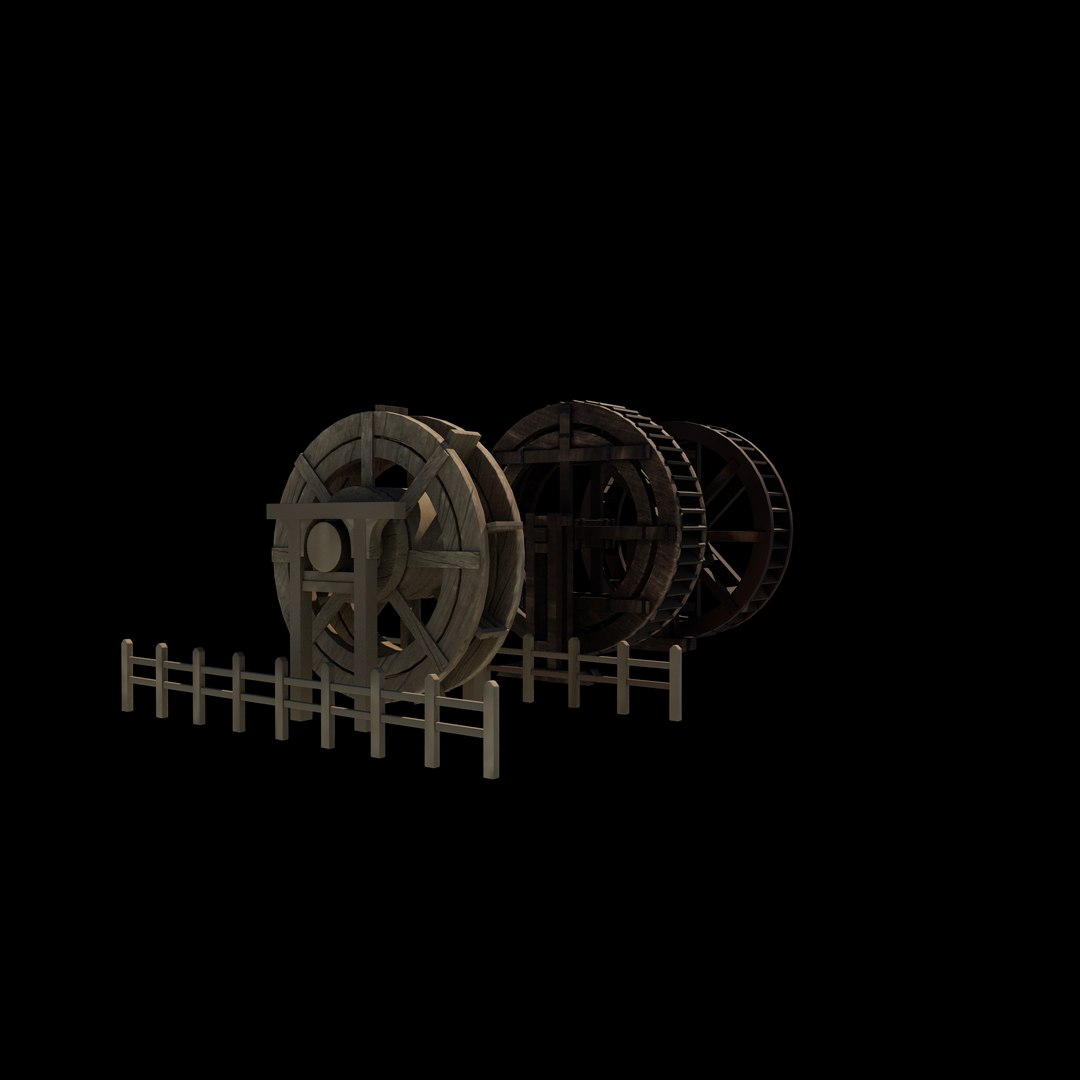 3D wooden water wheels set 3D model https://p.turbosquid.com/ts-thumb/vn/kgu89Q/nO/woodenwaterwheelsset/jpg/1765588711/1920x1080/fit_q87/7bc7ba114e81d3266a054c50cd7753df490b0844/woodenwaterwheelsset.jpg