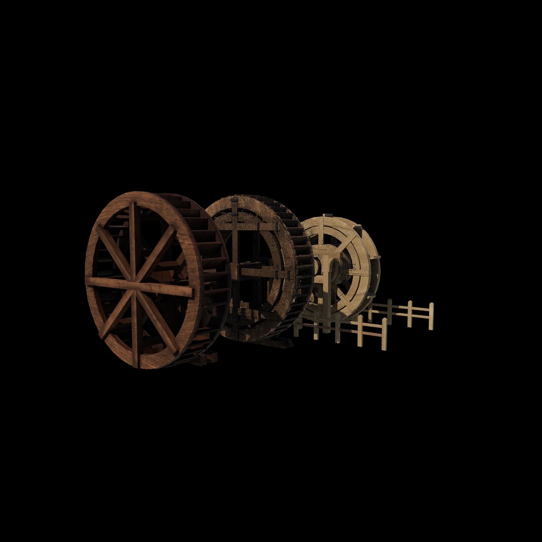 3D wooden water wheels set 3D model https://p.turbosquid.com/ts-thumb/vn/kgu89Q/sw/woodenwaterwheelsset3/jpg/1765588712/1920x1080/fit_q87/7099ad3aa054e9f6dc2e2ba1ba502ade160d8f61/woodenwaterwheelsset3.jpg