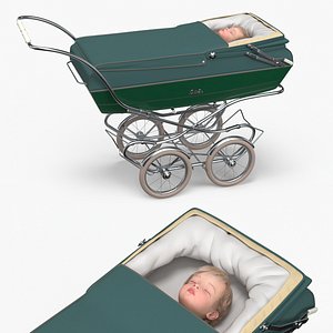 Bilt Rite Vintage Baby Stroller with Sleeping Child