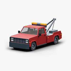 3D model Stylized Cartoon Tow Truck 80s